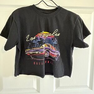 Brisco Brands Los Angeles Graphic Crop Tee Retro Car Black Size M